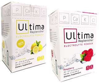 Ultima Replenisher Electrolyte Powder Raspberry and Lemonade Variety Pack of 40 Packets