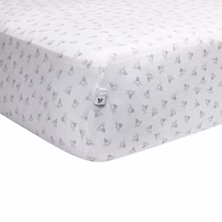 Burt's Bees Baby - Fitted Crib Sheet, Girls & Unisex 100% Organic Cotton Crib Sheet for Standard Crib and Toddler Mattresses (Heather Grey Honeybee Print)