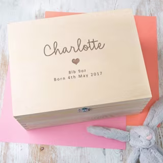 Personalized Baby Keepsake Box - Newborn Baby Girl Gifts - New Mom Present - Three Engraved Wooden Memory Boxes to Choose From!