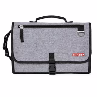 Skip Hop Pronto Signature Portable Changing Mat, Cushioned Diaper Changing Pad with Built-in Pillow, Heather Grey