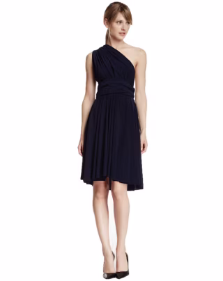 Short Convertible Wrap Dress in Navy