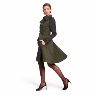 Long Sleeve Front Button-Down Trench Coat