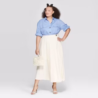 Women's Plus Size Long Sleeve Button-Down Shirt