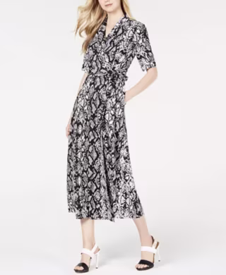 Calvin Klein Python-Print Wrap Maxi Dress