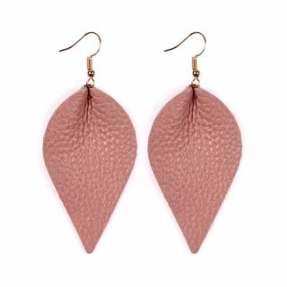 Riah Fashion Teardrop Shape Pinched Leather Earrings