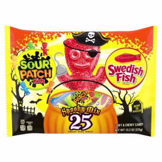 Sour Patch Kids & Swedish Fish Halloween Treat Size Laydown Bag - 13.2oz / 25ct