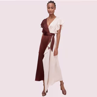 satin colorblock dress