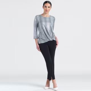Clara Sunwoo Silver Lamé Twist Hem Top
