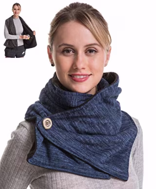 Travel Pocket Women Infinity Scarf - Navy Women Men Convertible Zipper Hidden Button Scarf Security Travel Passport, Loop Long Wrap Shawl Warm Fleece Jersey Scarfs For Spring Winter Christmas Gift