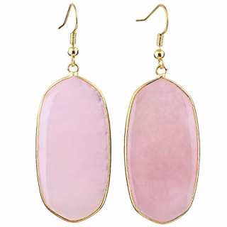 Rose Quartz Oval Dangle Earrings