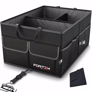 FORTEM Car Trunk Organizer, Collapsible Storage, Non Slip Bottom, Securing Straps