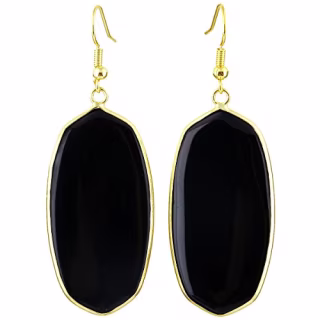 Black Oval Dangle Earrings