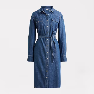 Denim Shirtdress with Tie Belt