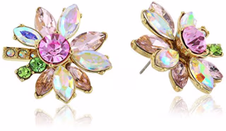 Betsey Johnson Mixed Stone Flower Stud Earrings