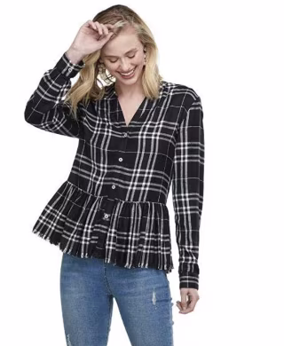 Mud Pie Womens Buttondown Check Top