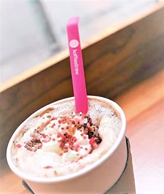 Koffie Straw PINK in both sizes (2 straws: 8", 10", and a brush)