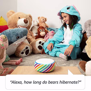 All-New Echo Dot Kids Edition, an Echo designed for kids, with parental controls and 2 year worry-free guarantee, Rainbow