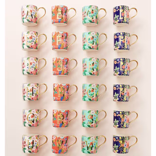 Anthropologie Garden Party Monogram Mug