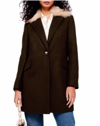 Monica Faux Fur Collar Coat