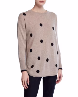 Neiman Marcus Cashmere Polka Dot Sweater