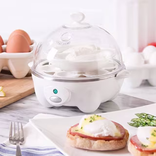 Dash Rapid Egg Cooker: 6 Egg Capacity Electric Egg Cooker for Hard Boiled Eggs, Poached Eggs, Scrambled Eggs, or Omelets with Auto Shut Off Feature - White
