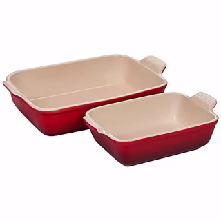 Le Creuset Heritage Cerise Cherry Stoneware Rectangular Baking Dish, Set of 2