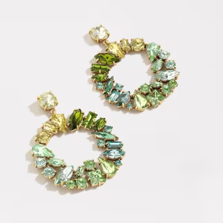 Mixed crystal circle statement earrings