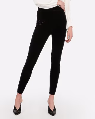 High-Waisted Stretch Velvet Leggings