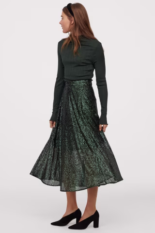 Calf-length Sequined Skirt