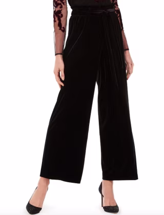 INC Velvet Wide-Leg Paperbag Pants