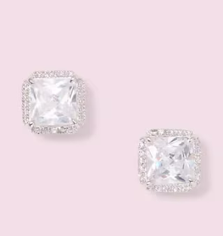Save the Date Pave Princess Cut Studs