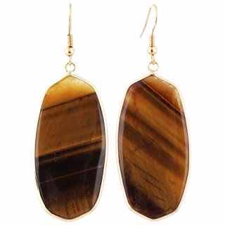 Tiger's Eye Stone Dangle Earrings