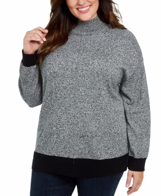 Plus Size Mock Neck Cotton Sweater, Created For Macy's