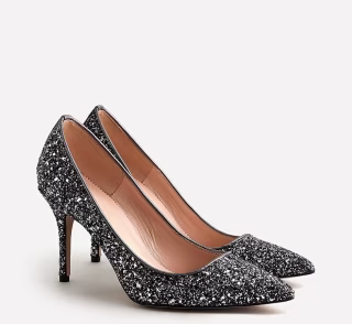 Elsie Pumps in Gunmetal Glitter