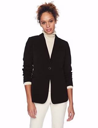 Lark & Ro Women's Boyfriend Blazer, Black, 4