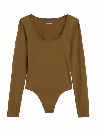 Scoop-Neck Thong Bodysuit