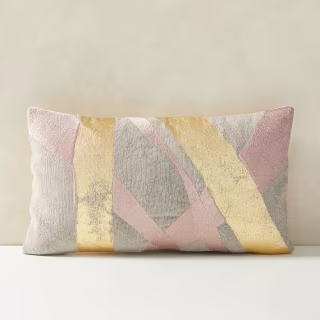 West Elm Embroidered Metallic Ribbon Pillow Cover