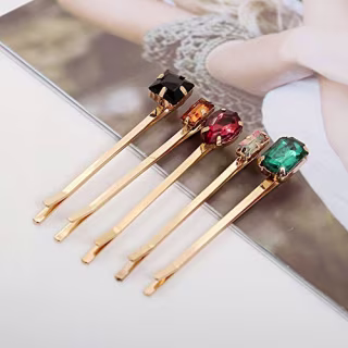 5 Vintage Rhinestone Barrettes