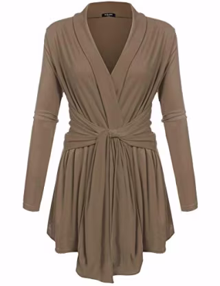 Draped Collar Long Sleeve Cardigan