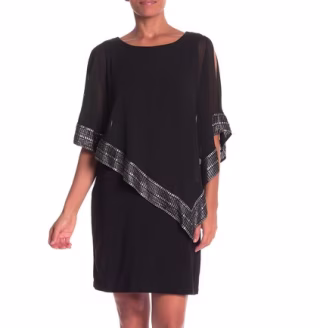 SL Fashions Foil Trim Popover Dress