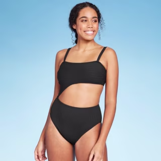 Target Women's Ribbed Cut Out One Piece Swimsuit
