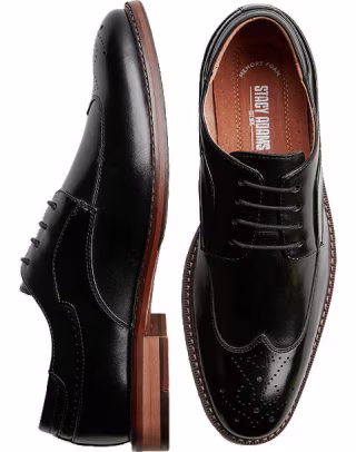 Stacy Adams Fletcher Black Wingtip Medallion Derbys