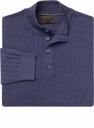 Jos. A. Bank Cotton & Silk Herringbone Mock Neck Sweater