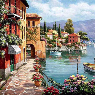 iCoostor Paint by Numbers DIY Acrylic Painting Kit for Kids & Adults 16" x 20"Silent Harbor Pattern with 3 Brushes & Bright Colors...