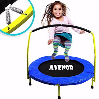Toddler Trampoline With Handle - 36" Kids Trampoline With Handle - Mini Trampoline w/ Sturdy Frame, Coil Spring, Safety Padded Cover -Heavy Duty Mini Trampoline Indoor Outdoor Toddler Trampoline