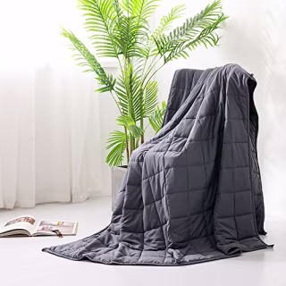 Syrinx Cooling Weighted Blankets 15lbs, 60''x80'', Dark Grey Queen Size for Adults, Soft Heavy Blanket with Glass Beads