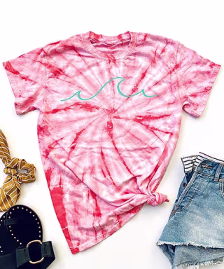 Coral Wave Tie-Dye Crewneck Tee - Women