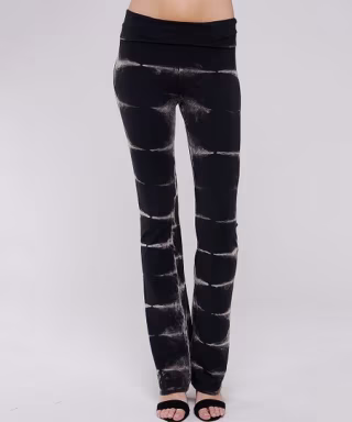 Black Tie-Dye Wide-Leg Pants - Women