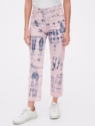 High Rise Tie-Dye Cheeky Straight Jeans