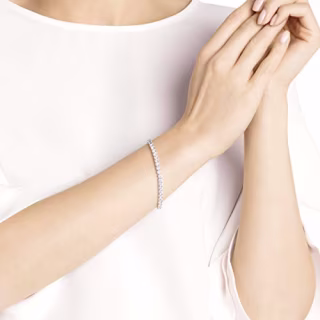 SWAROVSKI Women's Deluxe Rhodium Plated Rose Cut Crystals Tennis Bracelet , White Crystal
